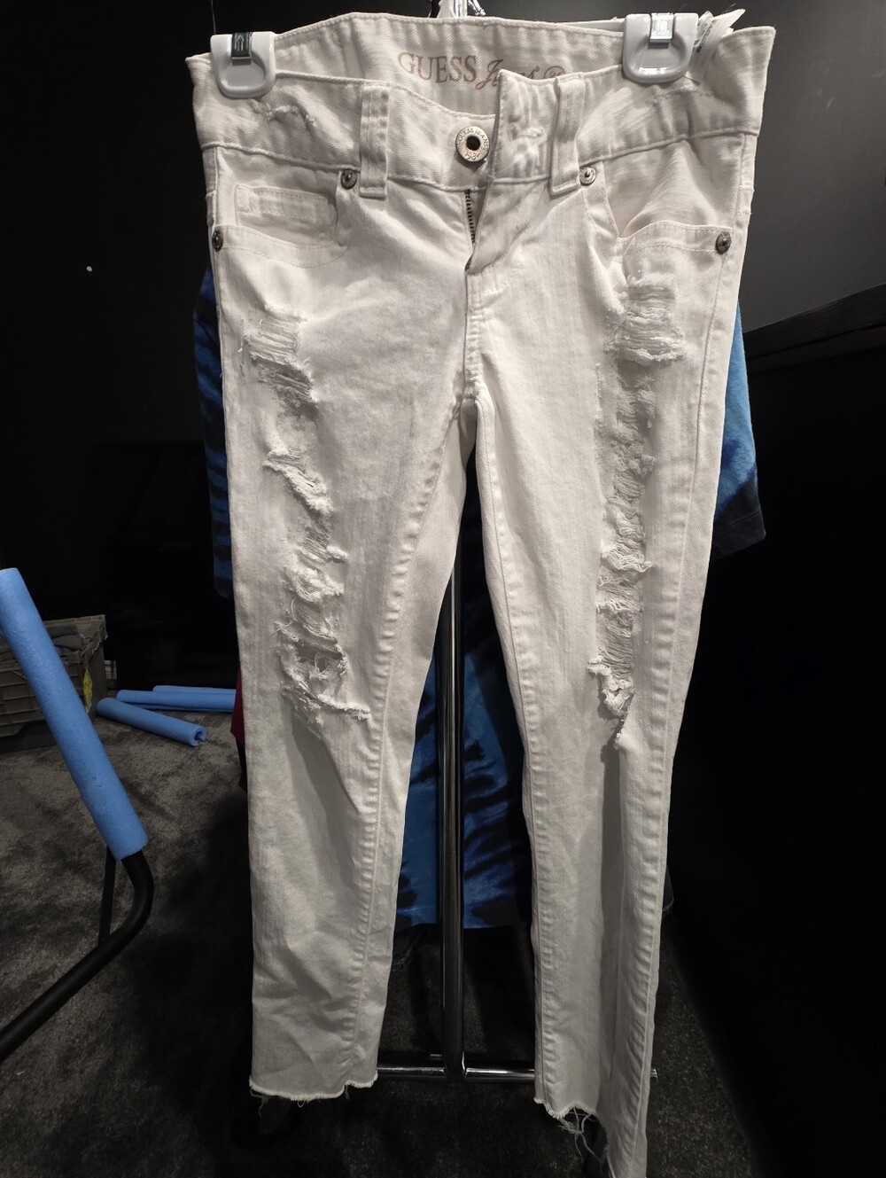 GUESS White Ripped Skinny Jeans for Women